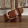 3.8 CM Pure Cowhide Genuine Leather for Men's High Quality Jeans Retro Brass Buckle Belts Cowboy Waistband Male Fashion Designer