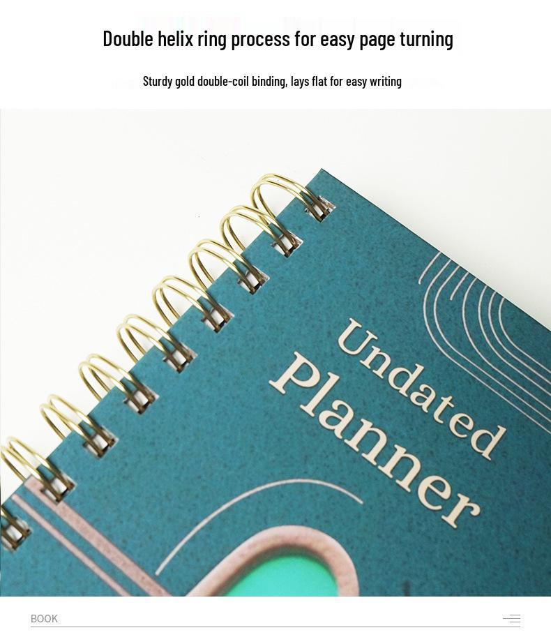 2026 A5 Spiral-Bound Hardcover Planner with Dividers & Full-Color English Calendar