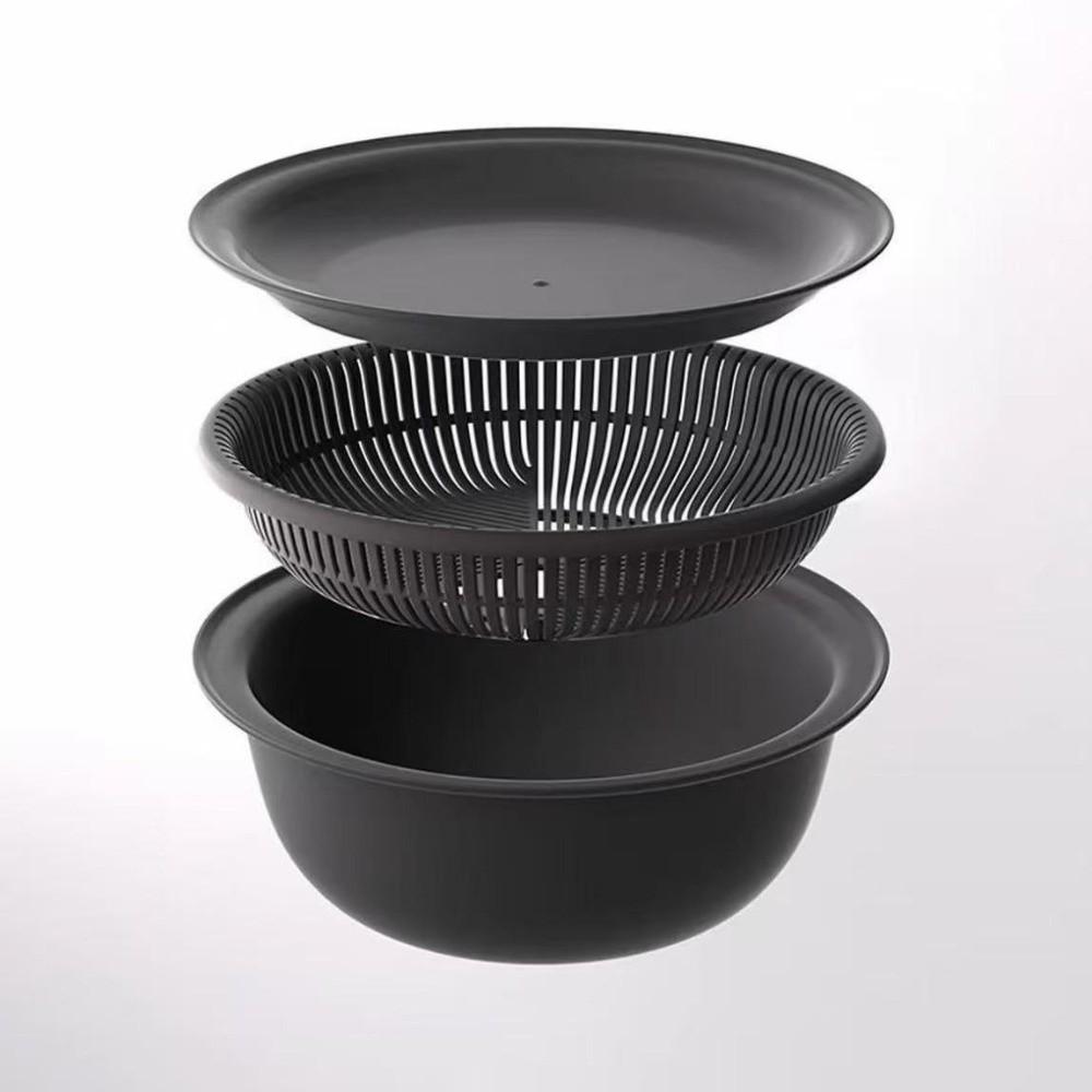 3Pcs/Set Stackable Vegetable Washing Basin 3in1 Kitchen Colanders Bowl Set Food Preparation