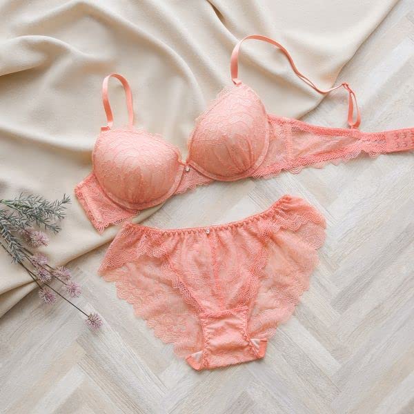 Cher Mon Cher Pigeon La La Chante Flower Bra and Shorts Set BCDEF All Lace Back Lace [Mon Pigeon] (OR-Orange, B70-M)
