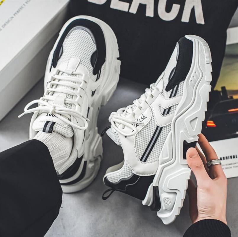 Модные мужские повседневные кроссовки с толстой подошвой из сетчатой ткани, летние дышащие кроссовки с мягкой подошвой для бега, модная спортивная обувь для активного отдыха, мужские кроссовки
