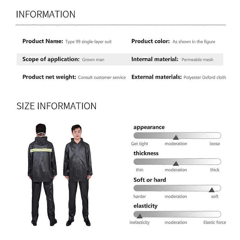 Raincoat for Men Women Long Button-up Zipper Pocket Detachable Hat Single Split Raincoat Rain Pants Outdoor Hiking Raincoat Long Sleeve Hooded Set