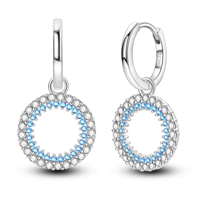 Серьги-кольца с синим цирконием для женщин, серебро 925 пробы, оригинальные серьги с цирконием, серьги U-образной формы, звезда, луна, роскошные ювелирные изделия, подарок