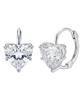 Серебряные серьги-кольца Alleun 925 пробы, Королевское сердце, с фианитами, с застежкой one-touch