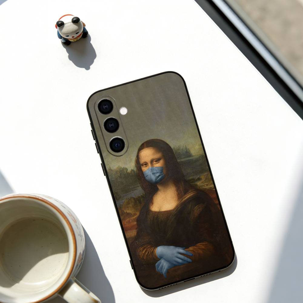 Humorous M-Mona L-Lisa Art Phone Case For Samsung Galaxy A73,A72,A71,A70,A53,A52,A51,Soft Black Cover