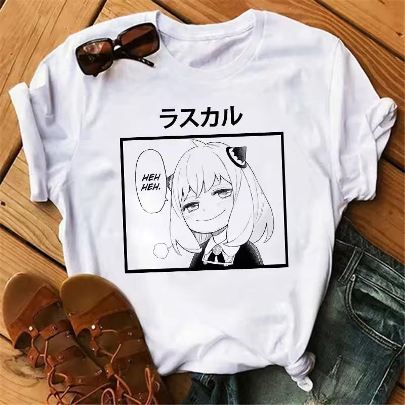 Аниме Spy X Family Футболка Женская Японская Мода Харадзюку Футболки с Коротким Рукавом Летние Топы Каваи О-Образный Вырез Женская Футболка Топ