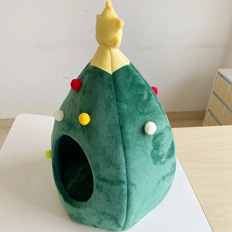 Christmas Tree Dog Cat Bed Winter Warm Soft Cozy Pet Nest Cat House Dog Cat Litter Pet Supplies Pet Bed New Year Gifts