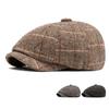 Осенне-зимняя восьмиугольная шляпа, мужская британская винтажная шляпа газетчика, клетчатый берет, шляпа маляра