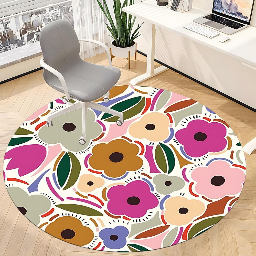 1pc Floral Pattern Chair Carpet for Office, Non slip, Soft and Durable Office Rug for Interior Decoration
