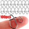 100Pcs Gourd Stainless Steel Fishing Hanging Snap Oval Split Rings Fast Lock Connector High Quality Barrel Swivel Tackle