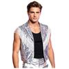 Sparkling Allover Sequin Vest for Men Lapel Sleeveless Open Front Metallic Tassel Top for Nightclub Stage Hip Hop Jazz