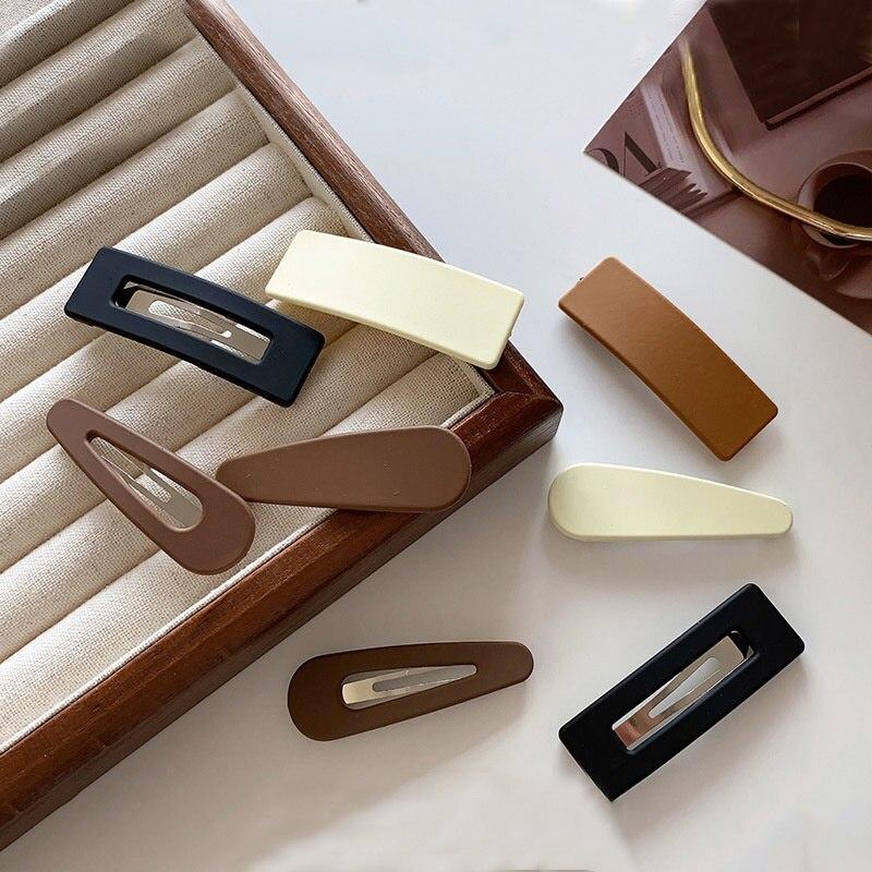 New Fashion Coffee Basic Hair Clip Set Vintage Geometric BB Hairpins Barrettes Hairgrip For Women Girl Hair Accessories Headwear