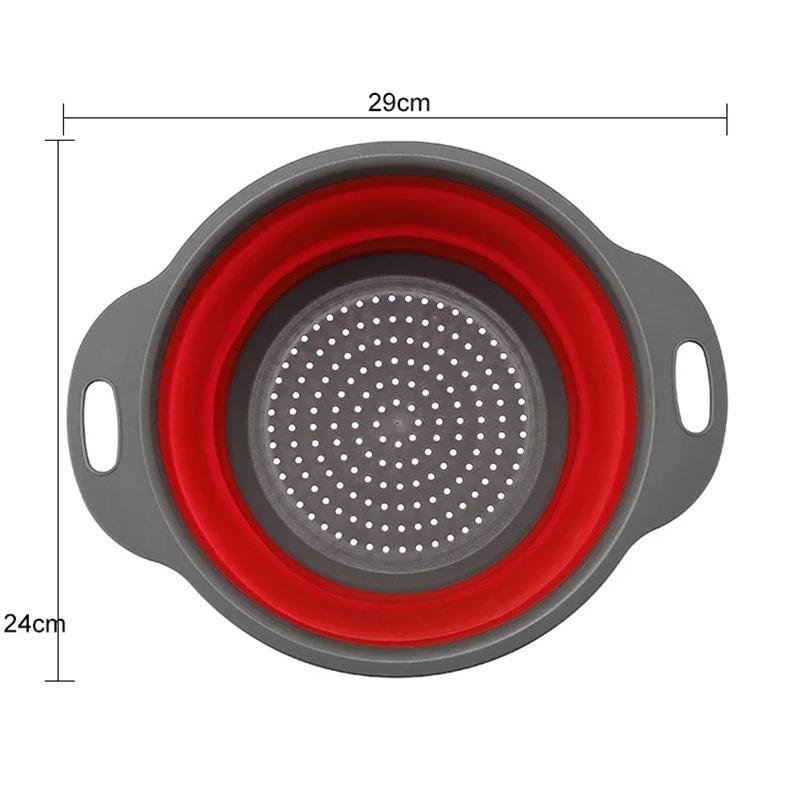 1/2 шт. Силиконовая круглая складная корзина для мытья овощей и фруктов, дуршлаг, сито, складная сушилка, кухонный инструмент