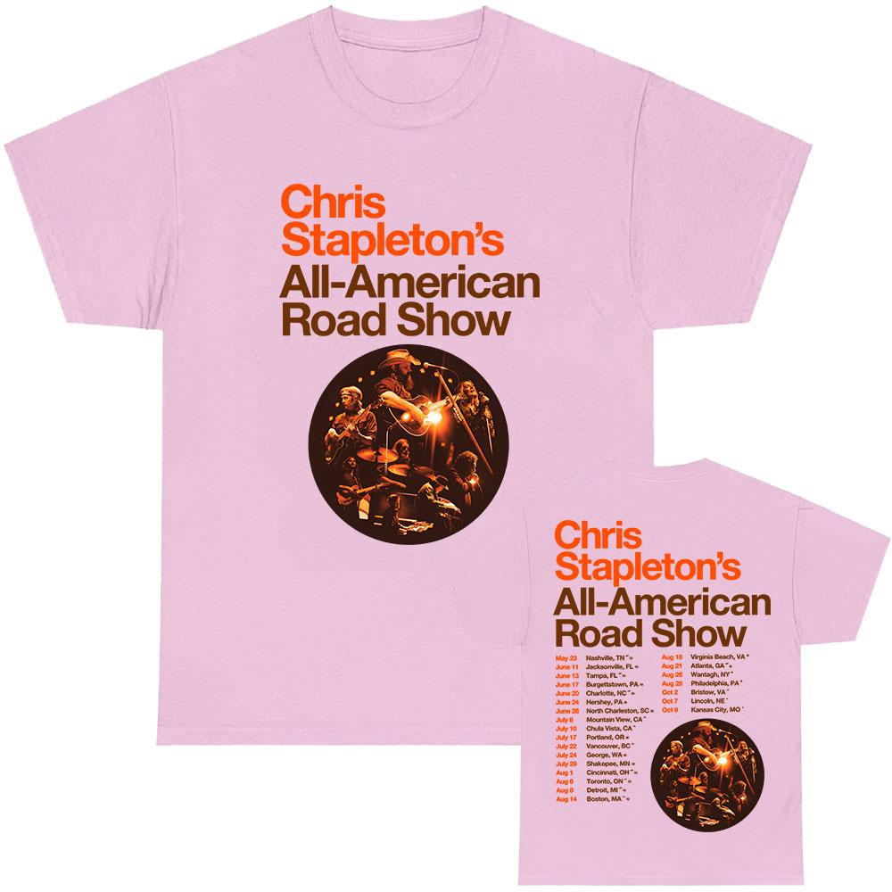 Футболка с принтом All-American Road Show Tour 2026 Группа CHRIS STAPLETON Графические футболки Унисекс Уличная одежда Хлопок Футболка с коротким рукавом