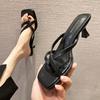 Модные женские тапочки с застежкой-молнией на каблуке 2024 года, летние шлепанцы из искусственной кожи с квадратным носком, женские сексуальные босоножки с перекрестными ремешками Mujer