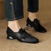 Мода НОВЫЕ Весенне-Осенние Женские Туфли Квадратный Носок Необычный Каблук Обувь Натуральная Кожа Обувь для Женщин Конский Волос Шнуровка Мягкая Женская Обувь