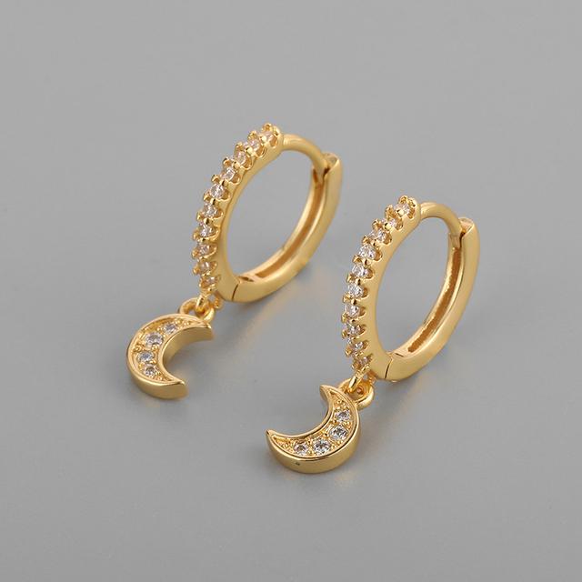 ANENJERY Серьги-кольца Moon CZ для женщин, модные вечерние золотые украшения, подарок