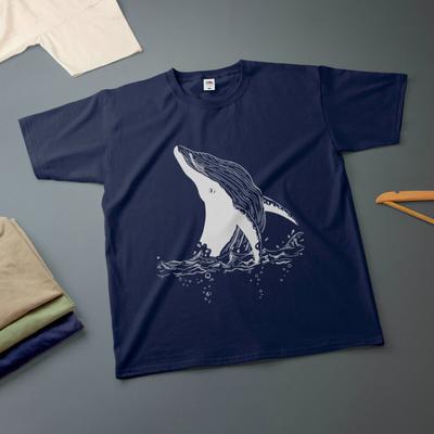 Whale Ink Drawing Various Sizes & Colours Tee