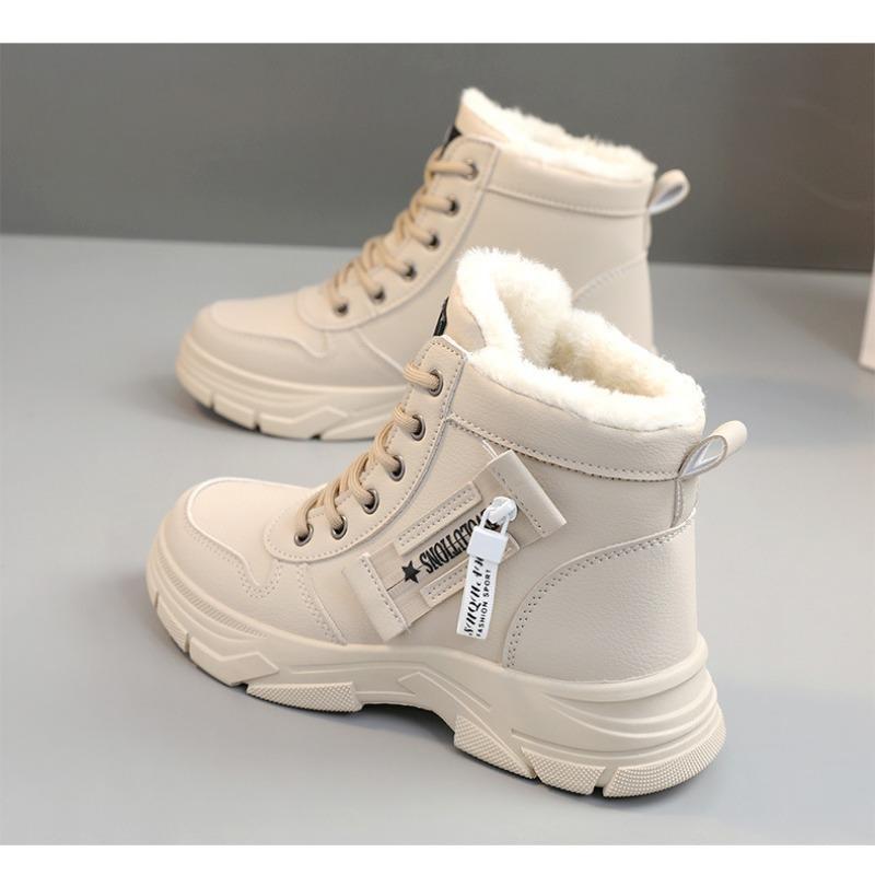 Martin Boots Women's New British Student Thick Soled and Plush Cotton Shoes Height Increasing Women's Shoes