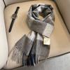 Winter Fashion British Pure Wool Scarf Women's Warm Long Thickened Fringed Scarf Couple Shawl Versatile