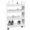 VidaXL Narrow 4-Tier Storage Cart White Engineered Wood, Slim Storage Cart, Rolling Cart, Cart 855259