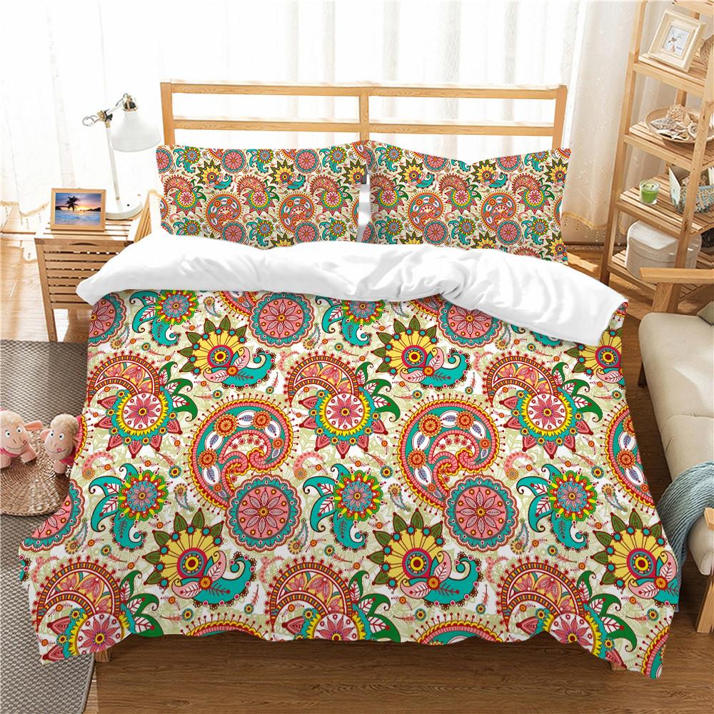 Комплект постельного белья для дома в богемном стиле с принтом дурмана, пододеяльник, наволочка, простыня/двуспальная кровать, 2/3 предмета, украшение для спальни