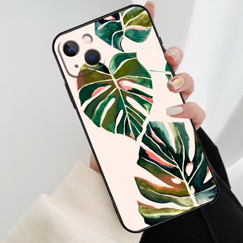 Leaves Monstera Green Phone Case For iPhone 17 Pro Max 14 13 12 11 15 16 Pro Max mini 15 16 Plus 16e 17 Air Cover