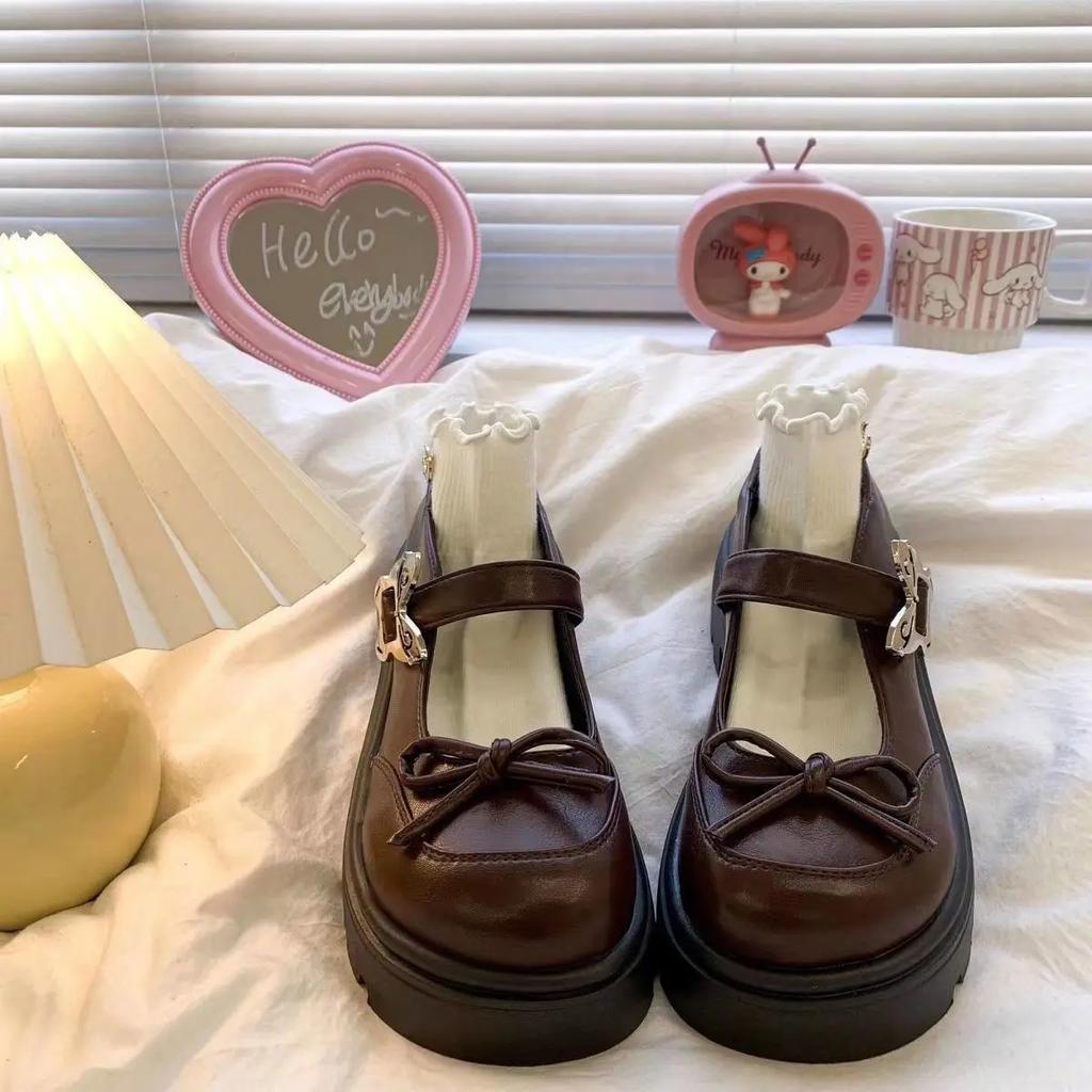 Модные туфли-лодочки в японском стиле Лолита для женщин, женская обувь с бантом, круглый носок, платформа, средний каблук, готические Мэри Джейн, стильные, новейшие, 39