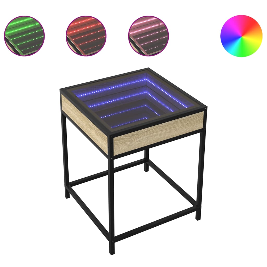 Nightstand with Infinity LED Sonoma Oak Finish 40 x 40 x 51 cm