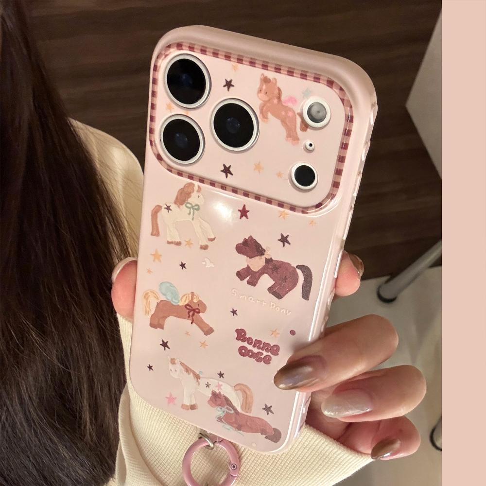 Милый Розовый Пони Чехол для Телефона для IPhone 16, IPhone 17 Pro Max и IPhone 14 с Цепочкой