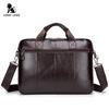 Деловой мужской портфель LAOSHIZI из натуральной кожи для компьютера с ручками и длинным наплечным ремнем