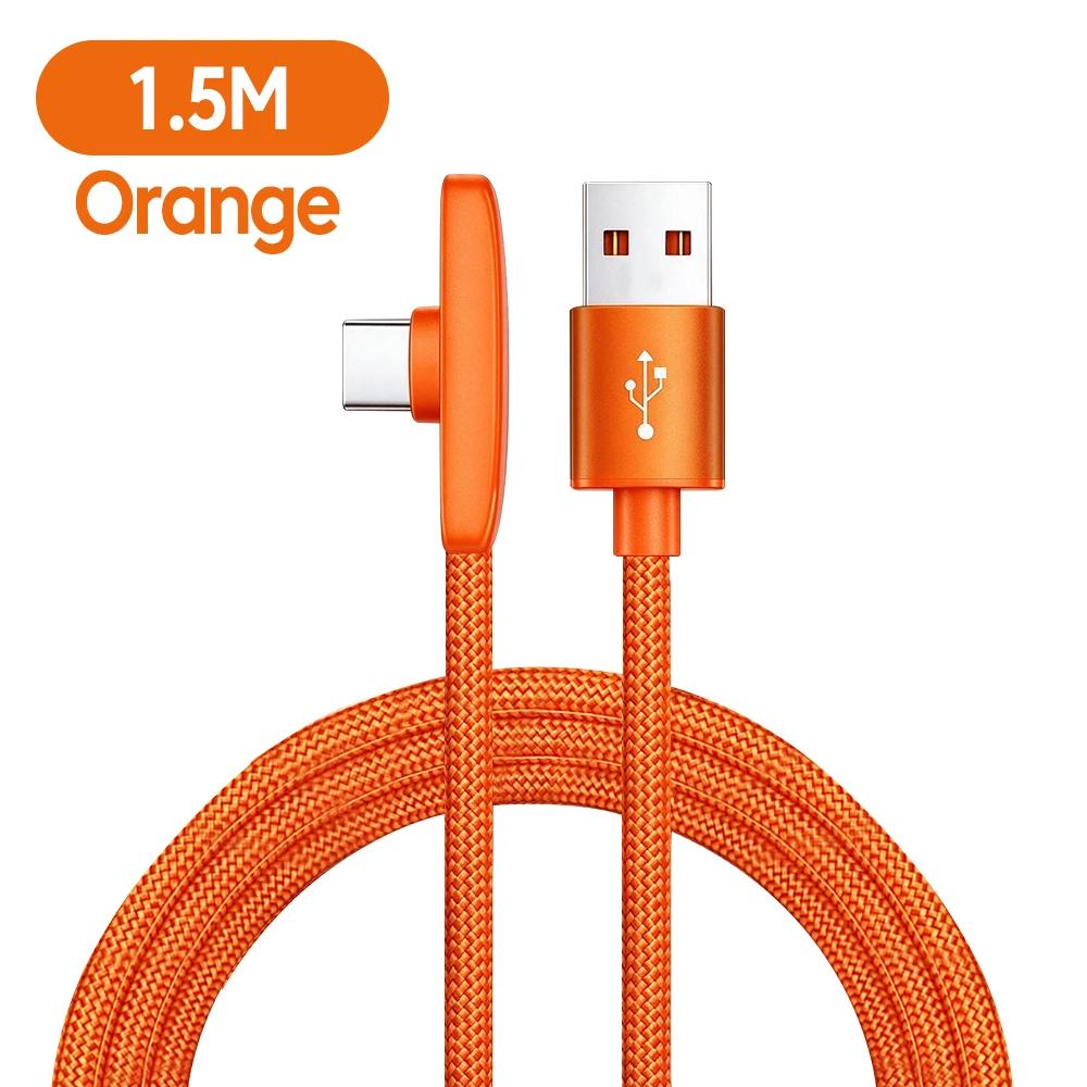 100W USB to Type C Fast Charging 90° Elbow Data Cable PD USB C Super Charging Game Cable for Samsung S23 S22 Huawei POCO Realme