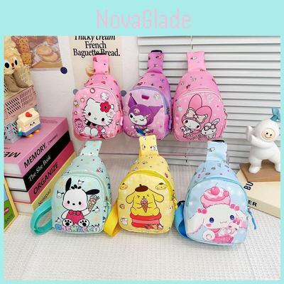 Детский кошелек-монетница, нагрудная сумка с принтом Cinnamoroll, Melody, Kuromi, Hello Kitty, на полиэстеровой подкладке, для детского сада, для игр на свежем воздухе