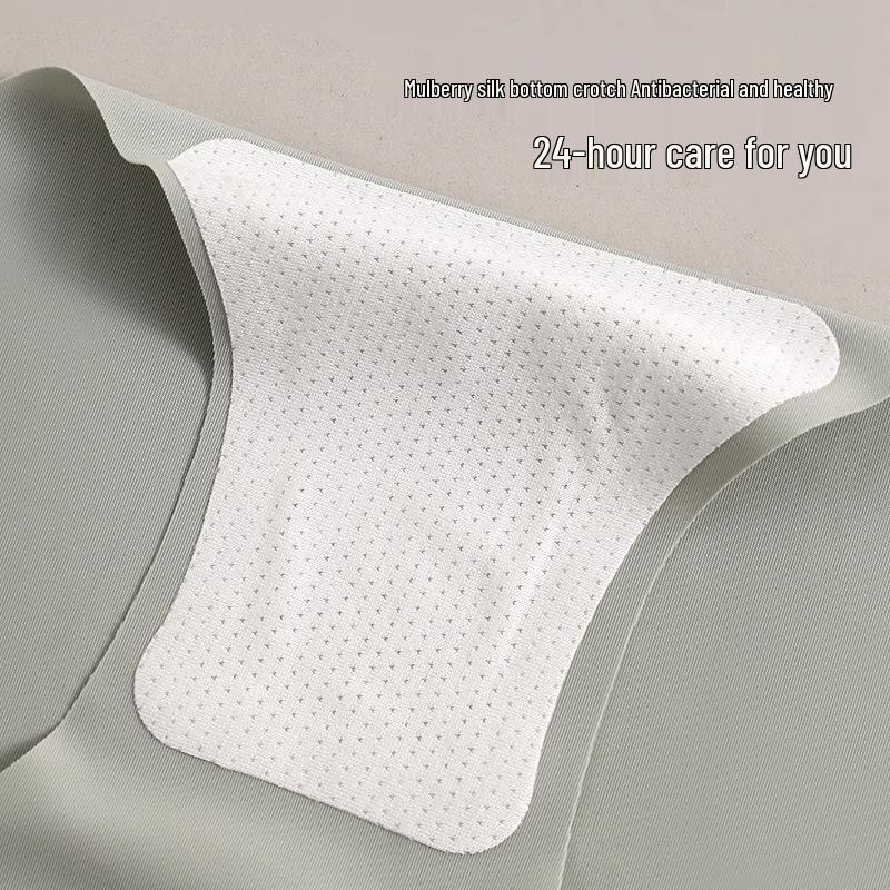 High Elastic Women's Colorblock Mulberry Silk Seamless High Waist Panties - Breathable, Antibacterial, Skin-Friendly.