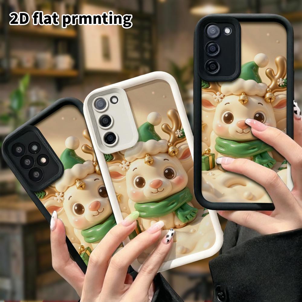 Phone case: 2D flat design suitable for Samsung Galaxy A34 A35 M05 M06 S20 S22 S21 FE Plus 5G protective case, Christmas reindeer, perfect holiday gif