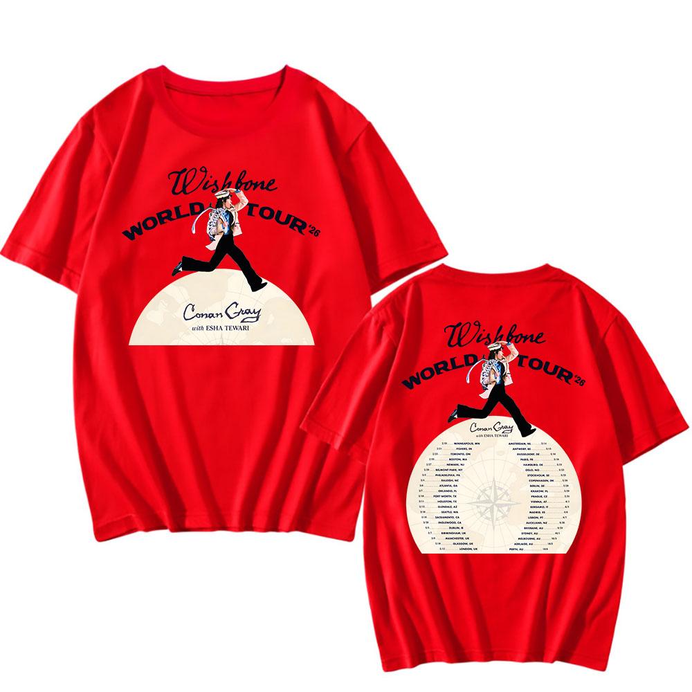 Wishbone World Tour 2026 Tshirts CONAN GRAY Singer Fashion T-shirt Short Sleeve Loose Cotton Male T Shirt Streetwear Unisex Tees