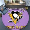 Custom Name Pittsburgh Penguins2 Round Area Rug,Carpet Rug for Living Room Bedroom Sofa Playroom Decor,Non-slip Floor Mat