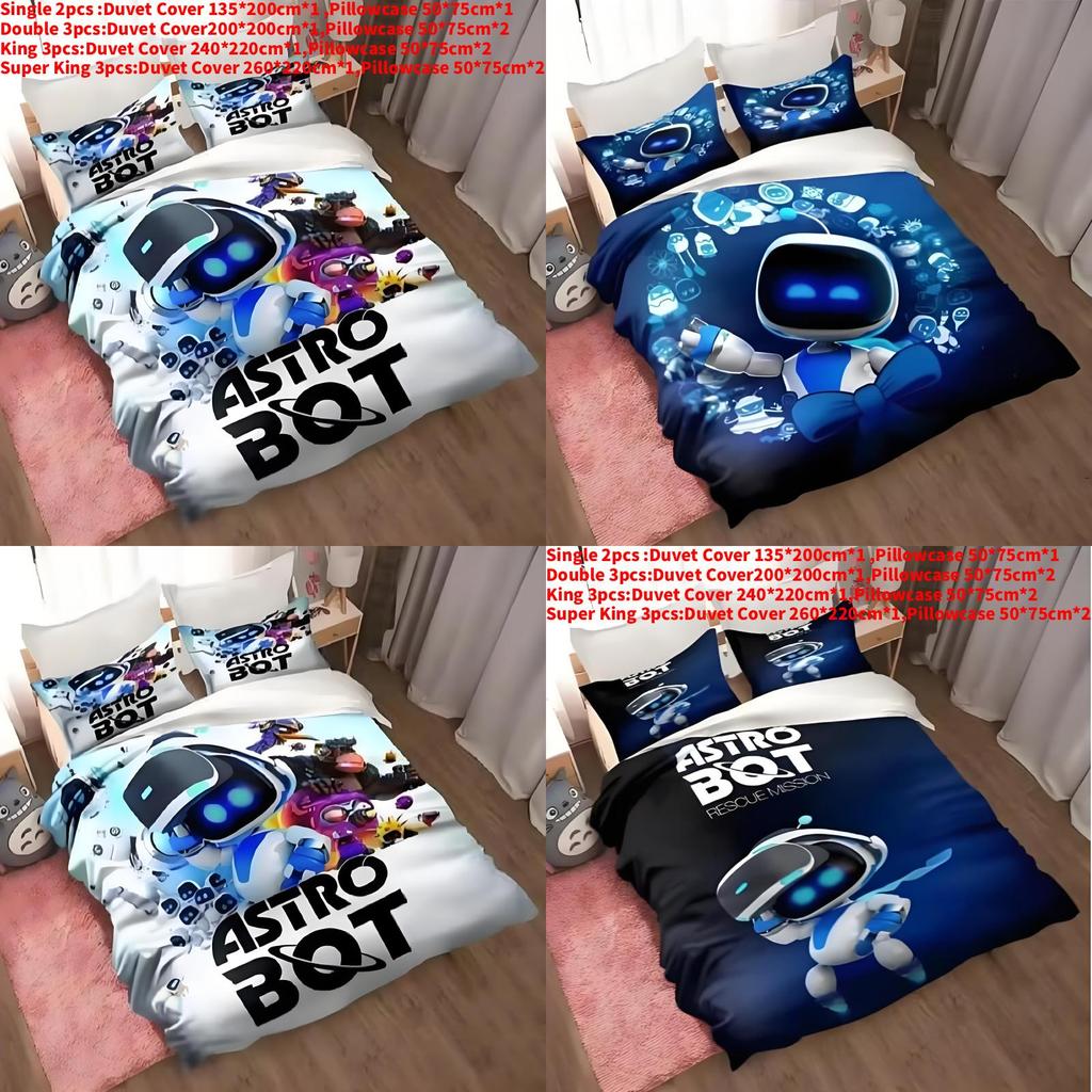 Постельное белье Astro Bot из мягкой полиэфирной ткани в современном стиле для детской комнаты