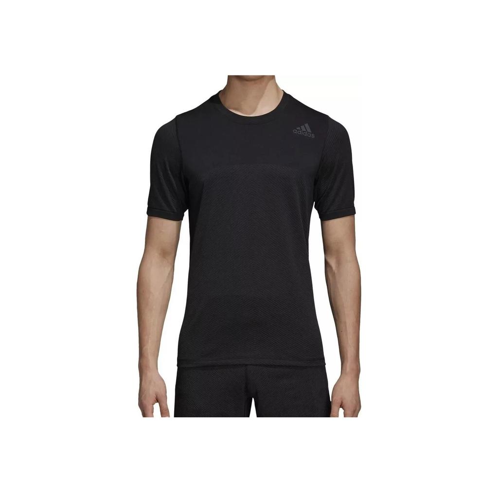 Adidas Сплошной цвет с логотипом и принтом, спортивная футболка с коротким рукавом и круглым вырезом, мужские топы, черный HC0409