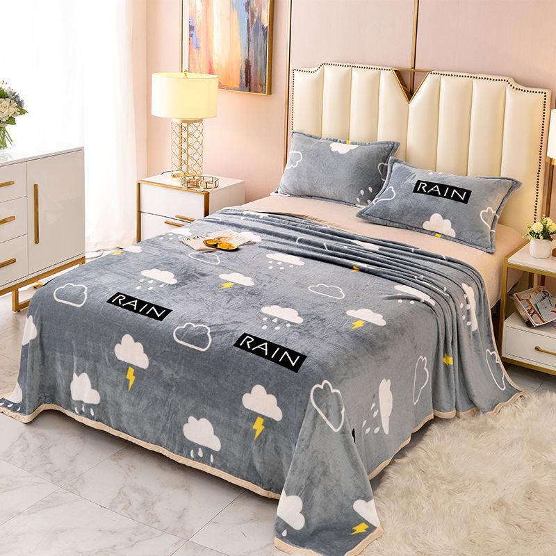 1.5/1.8/2m Bed Flannel Bed Sheet Single Double Coral Pile Blanket Double Sided Plush Bed Sheet Twin Queen King Size