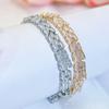 CMM Sparkling 3 Row Baguette Cubic Zirconia Silvery Golden High End Women Tennis Bracelets Bangles for OL Business Wear