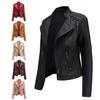 Womens Autumn Winter Leather Jacket Fashion Casual Slim Motorcycle Jacket Stylish Biker Jacket Motorcycle Apparel For Women