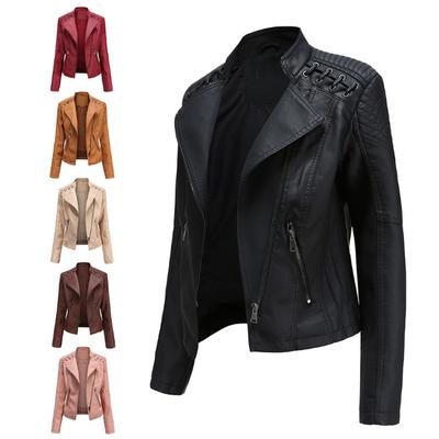 Осенне-зимняя женская кожаная куртка, модная повседневная куртка, тонкая кожаная куртка, мотоциклетная куртка, женская одежда для мотоциклистов