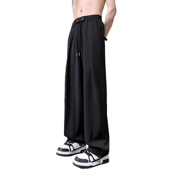 Мужские брюки на кулиске, повседневные брюки однотонного цвета, обычного стиля, длинные