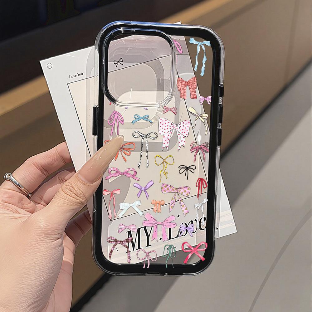 Красочный чехол для телефона с бантом для iPhone 17 16 15 14 13 12 Pro Max 17 Air Ударопрочный Рамка конфетного цвета Прозрачный бампер Задняя крышка