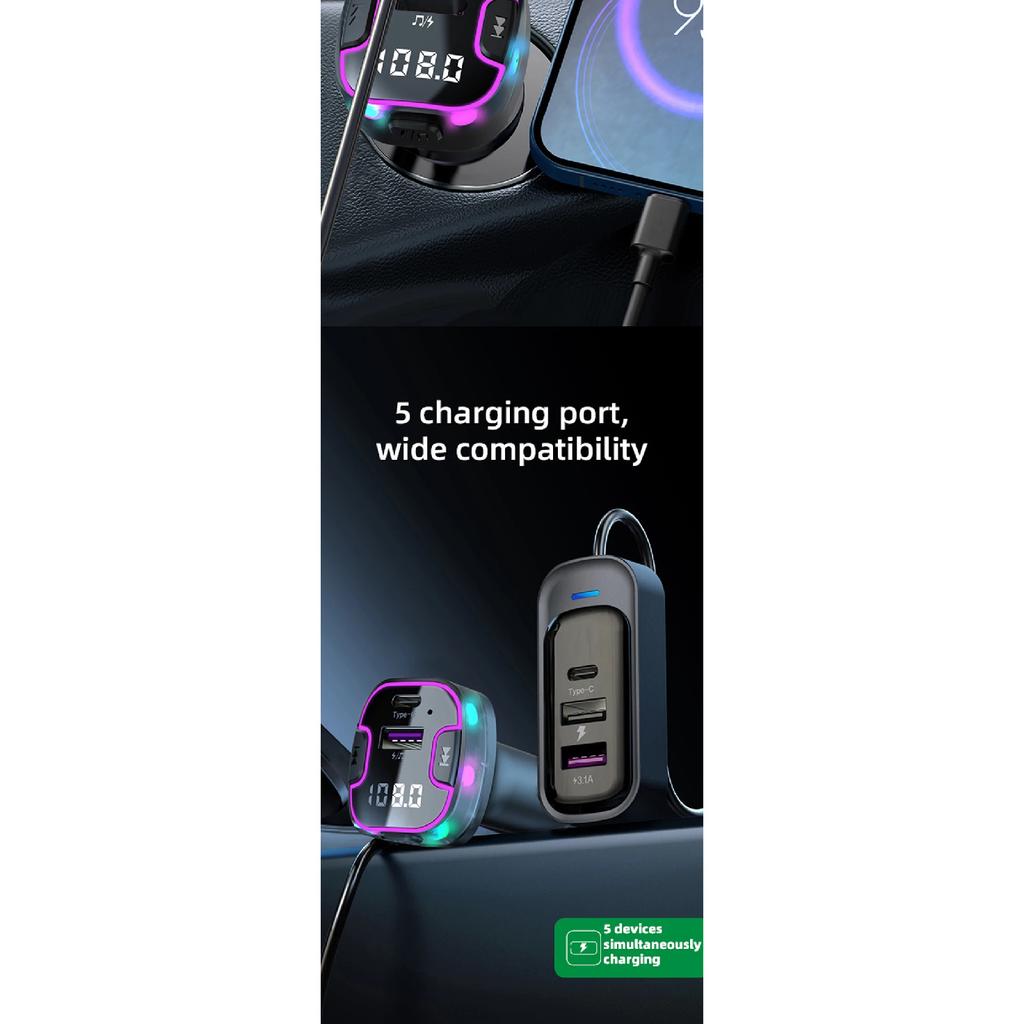 Bluetooth 5.3 FM Transmitter Handsfree Car Radio Modulator MP3 Player With USB Super Quick Charge Adapter for Car Accessories