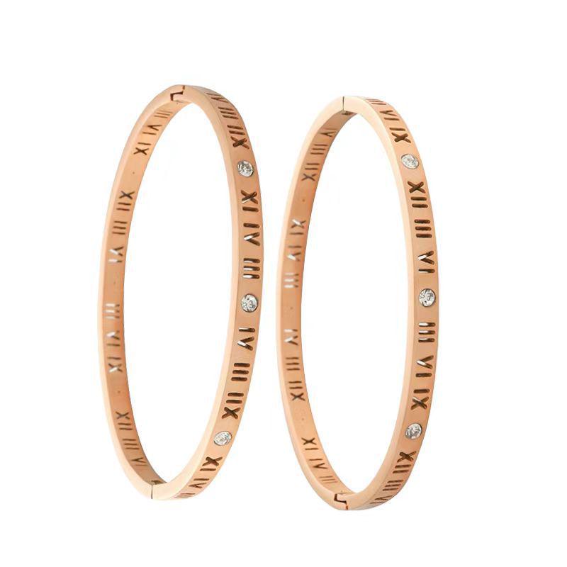 Женский роскошный браслет из нержавеющей стали: Гальванизированный титан, Полная бриллиантовая инкрустация, Европейско-американский стиль