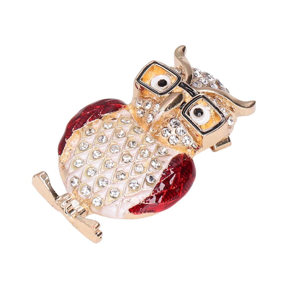 1pcs Owl Design Owl Brooch Alloy Crystal Rhinestone Brooch Cute Animal Brooch  Clothing Decoration