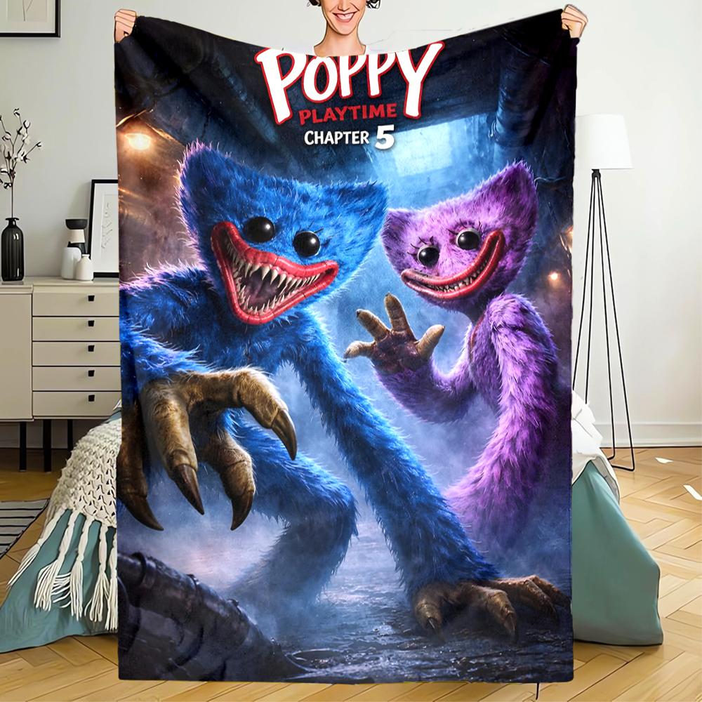 Huggy Wuggy Theme Printed Blanket - Perfect for Couch, Bed, Travel & Outdoor Use | Machine Washable, Cozy & Durable.