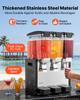 VEVOR Commercial Beverage Dispenser 3 Tanks 10 L / 10.6 QT Per Tank, Stainless Steel Juice Dispenser